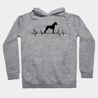 Boxer Heartbeat dog Heartbeat Boxer Silhouette Hoodie
